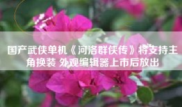 国产武侠单机《河洛群侠传》将支持主角换装 外观编辑器上市后放出