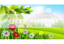 如何手机更新（如何手机更新系统）