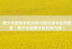 青少年使用手机的利与弊沉迷手机的危害「青少年使用手机的利与弊」