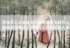 苹果怎么设置陌生人来电苹果手机怎么屏蔽陌生电话「苹果怎么设置陌生人来电」