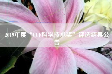 2019年度“CCF科学技术奖”评选结果公告
