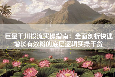 巨量千川投流实操指南：全面剖析快速增长有效粉的底层逻辑实操干货