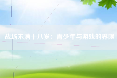 战场未满十八岁：青少年与游戏的界限