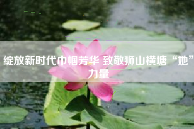 绽放新时代巾帼芳华 致敬狮山横塘“她”力量